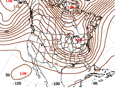 A sample 500 millibar upper air chart