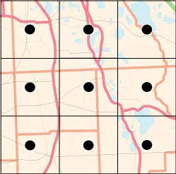 3x3 model grid = 9 forecast points