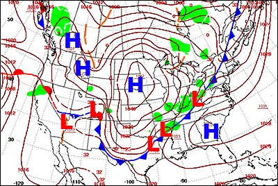 The H's represent the location of the area of highest pressure.