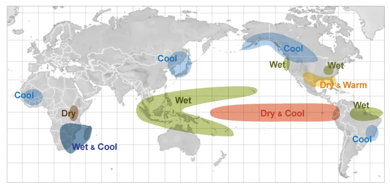La Niña effects during December through February