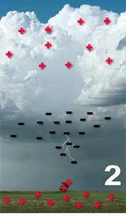 Negatively charged area in the storm will send out a charge.