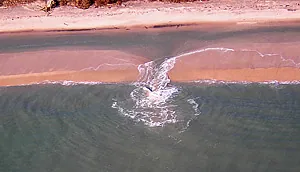 A strong rip current. Photo courtesy of Dennis Decker.